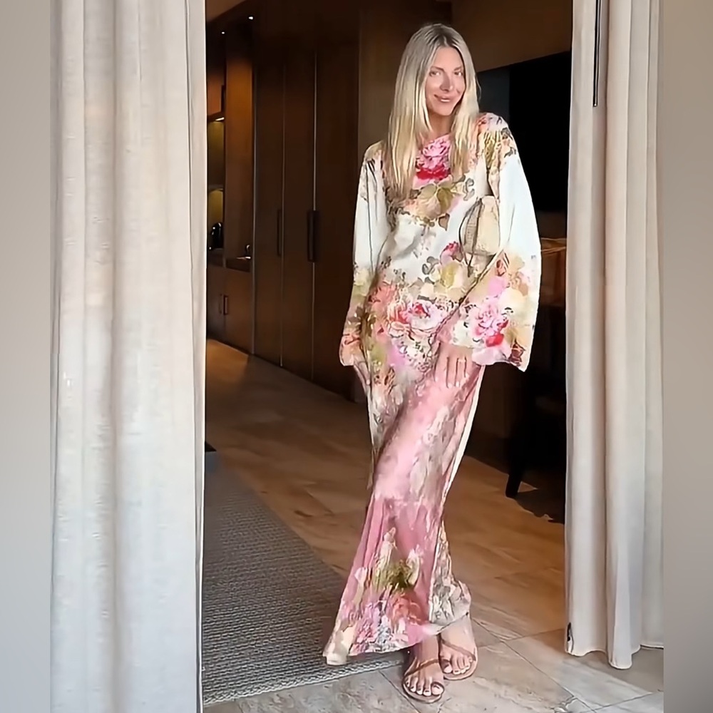Elegant Floral Long Sleeve Dress